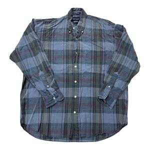 Vintage Britches Plaid The Loose Shirt Mens M Medium Cotton Button Up 90s Blue